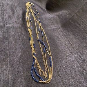 Silver and blue beaded necklace